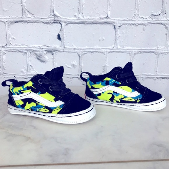 Vans Off The Wall Baby Infant Slip-On Baby Skater Multicolor Camo Shark Shoes 4 - Picture 2 of 11